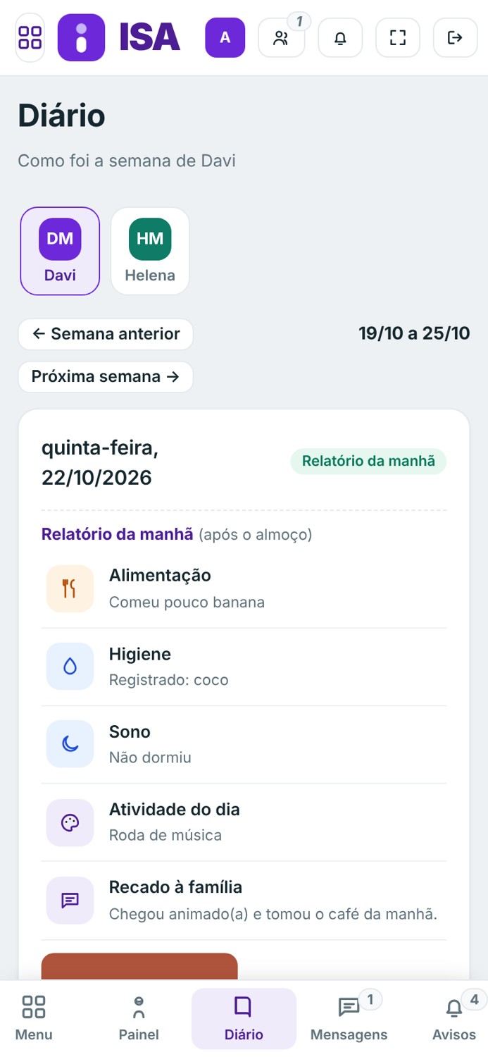 Diário do dia no celular da família